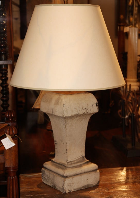 19th Century French Painted Stone Lamp