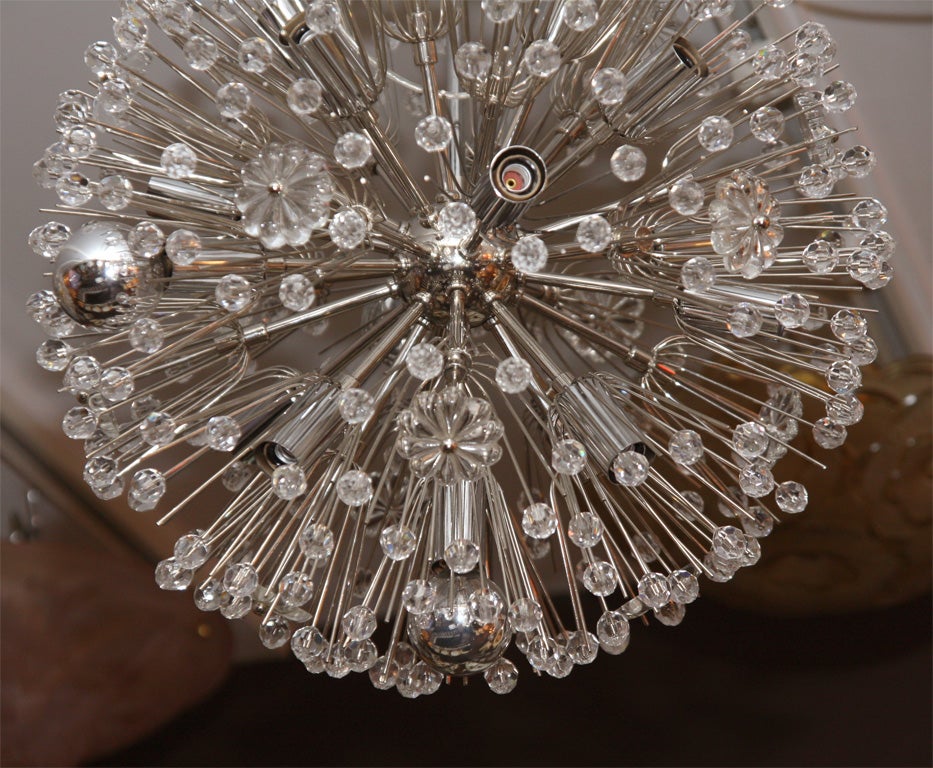 Austrian Snowflake Crystal Chandelier in Nickel Finish In New Condition For Sale In New York, NY