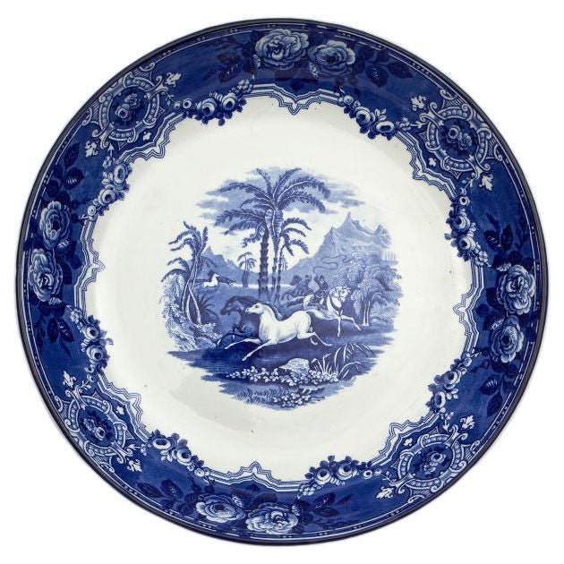 Bol Staffordshire bleu et blanc du 19ème siècle en vente