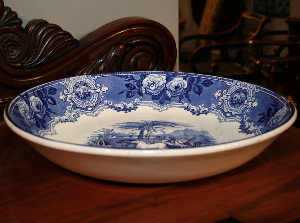 19th Century Blue and White Staffordshire Bowl For Sale 2