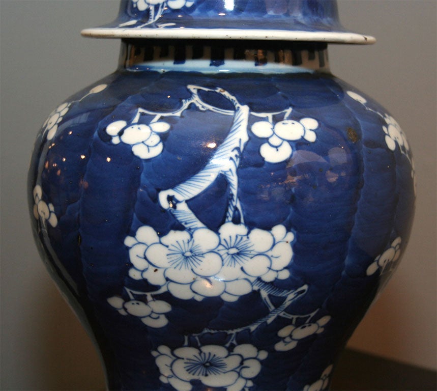 Pair of 19th Century Blue & White Temple Jars 2