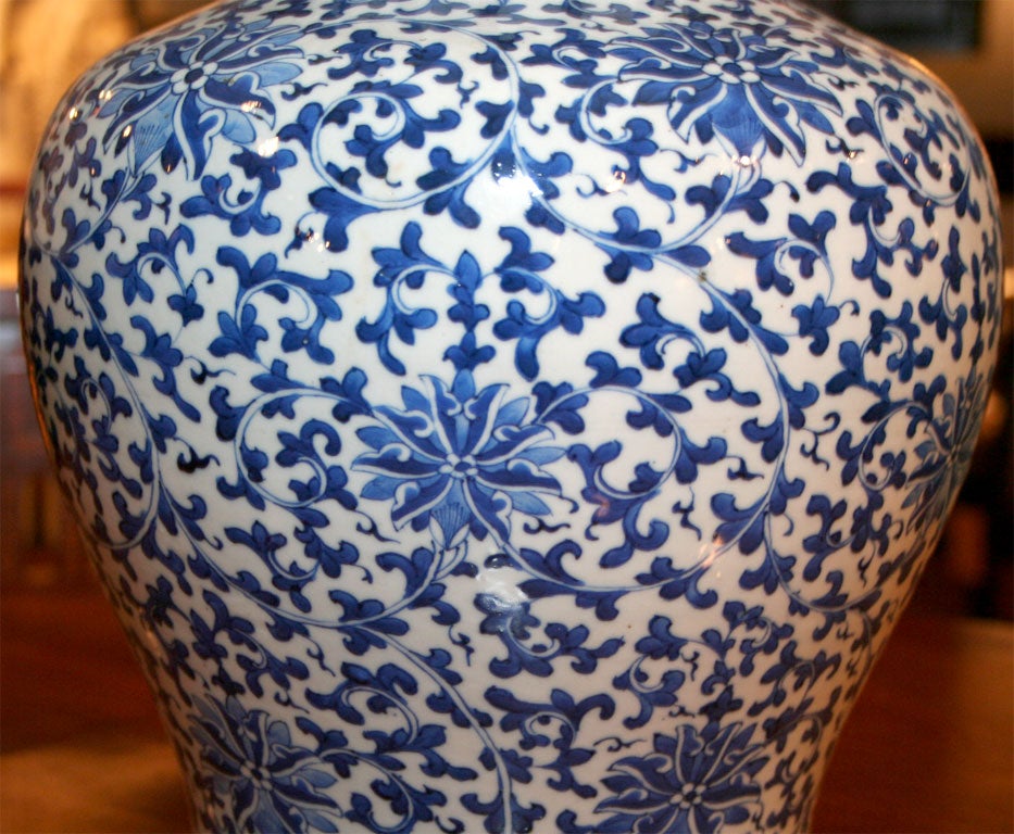 Porcelain 19th Century blue and white temple jar