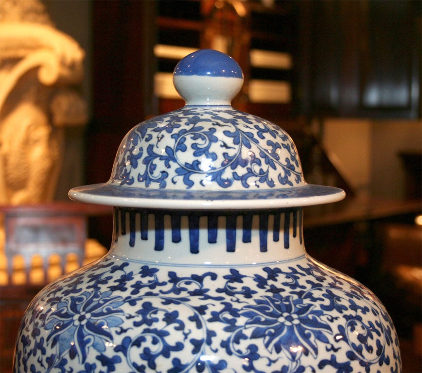 19th Century blue and white temple jar 1