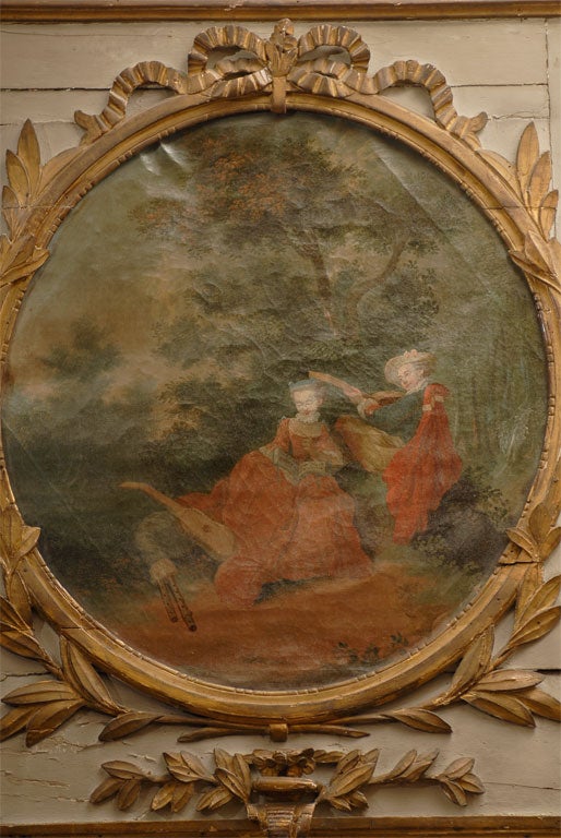 Trumeau de época Luis XVI con escena pastoral ovalada, c. 1790 Francés en venta