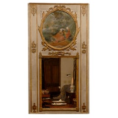 Antique Louis XVI Period Trumeau with Oval Pastoral Scene, c. 1790