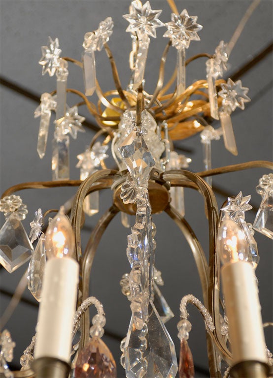 XIX secolo Lampadario in bronzo e cristalli tagliati in stile Luigi XV, 1890 ca. in vendita