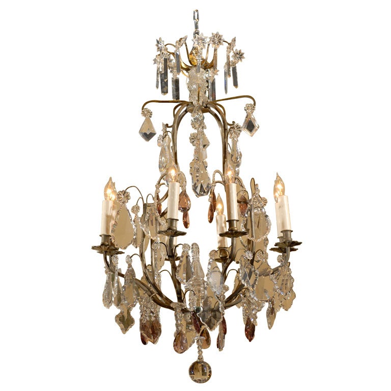 Louis XV style Bronze and Cut-crystal Chandelier, c. 1890 For Sale