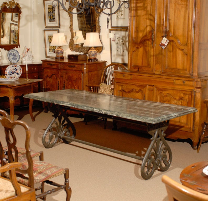 Striated Marble & Painted-Iron Dining Table, 20th Century