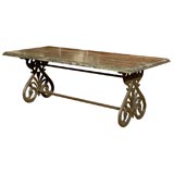 Vintage Striated Marble & Painted-Iron Dining Table, 20th Century