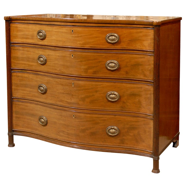 Late George III Period Serpentine Chest in Mahogany, circa 1795