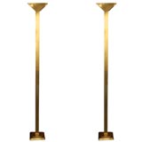 Pair of Italian brass  halogen floor lamps