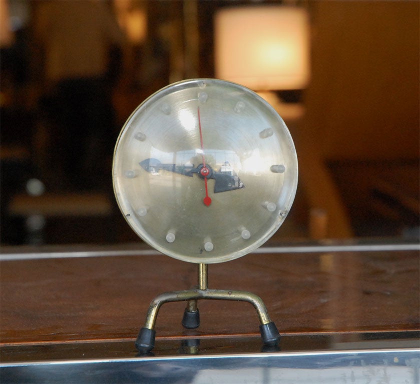 George Nelson for Howard Miller brass and lucite table clock
