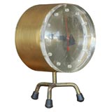 George Nelson for Howard Miller brass and lucite table clock