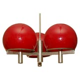 Sciolari chandelier chrome and red glass globes