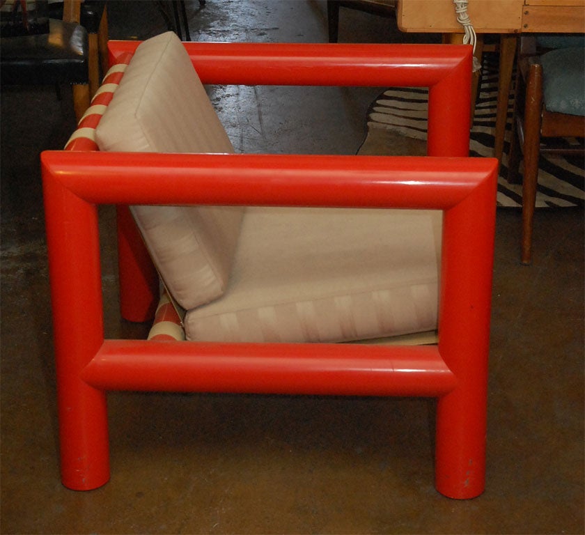 Orange PVC  plastic pair of armchairs In Good Condition In Los Angeles, CA