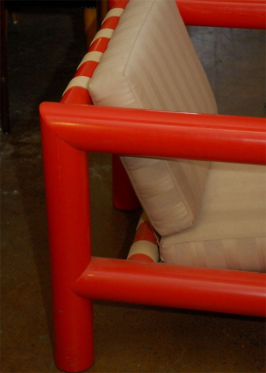 Late 20th Century Orange PVC  plastic pair of armchairs