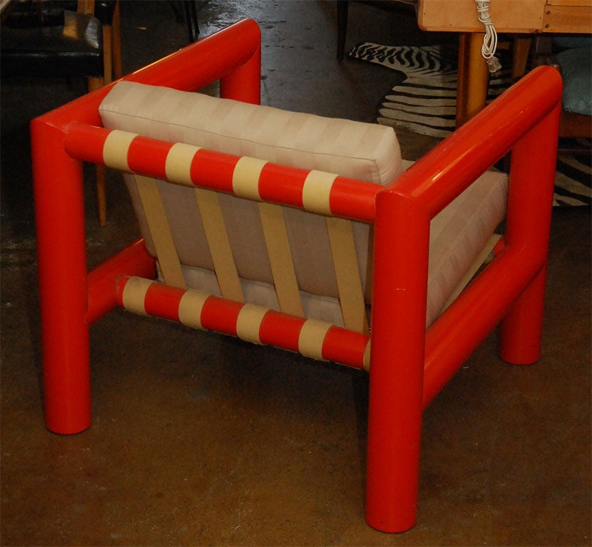 Orange PVC  plastic pair of armchairs 2