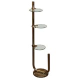 French three tiers chrome and glass display stand rack.