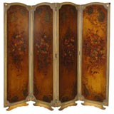 Painted Four Panel Screen