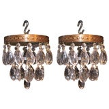 Pair of Flush Mounted Mini lights with tear drop crystals