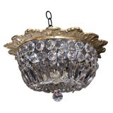 Antique Incredible Flush Mounted Crystal Fixture
