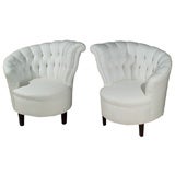 Pair of White Tufted Channel Back 'Complimentary' Chairs