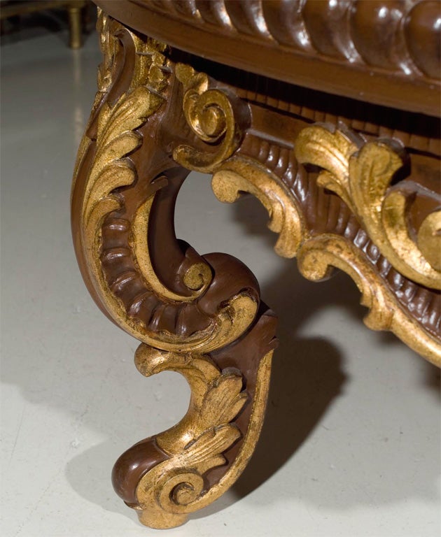 Continental Rococco Carved Wood and Gilded Marble Coffee Table 1