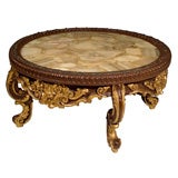 Continental Rococco Carved Wood and Gilded Marble Coffee Table