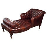 George Smith Tufted Leather Lounge Chaise
