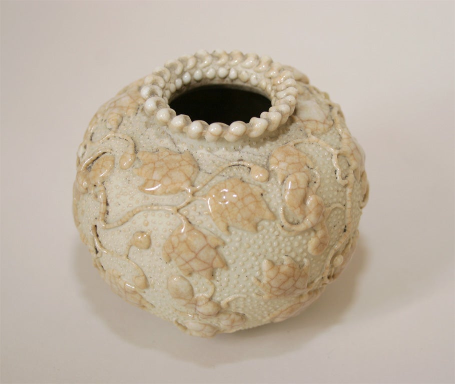 20th Century Japanese Studio Vase with Moriage Decoration