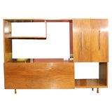 Mid-Century Modern Open Display Shelf and Lighted Bar