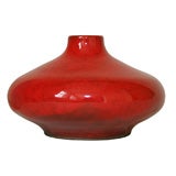 Petite Squat Variegated Glaze Chrome Red Bud Vase