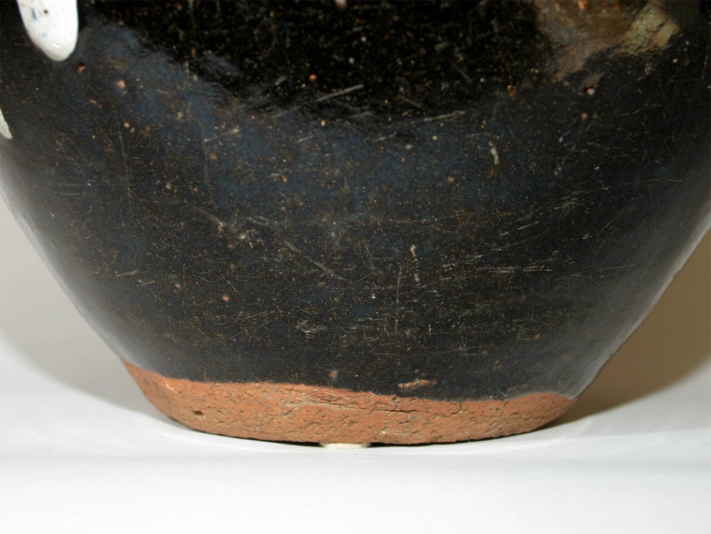 Large Japanese Karatsu Drip Glaze Storage Jar, Bowl