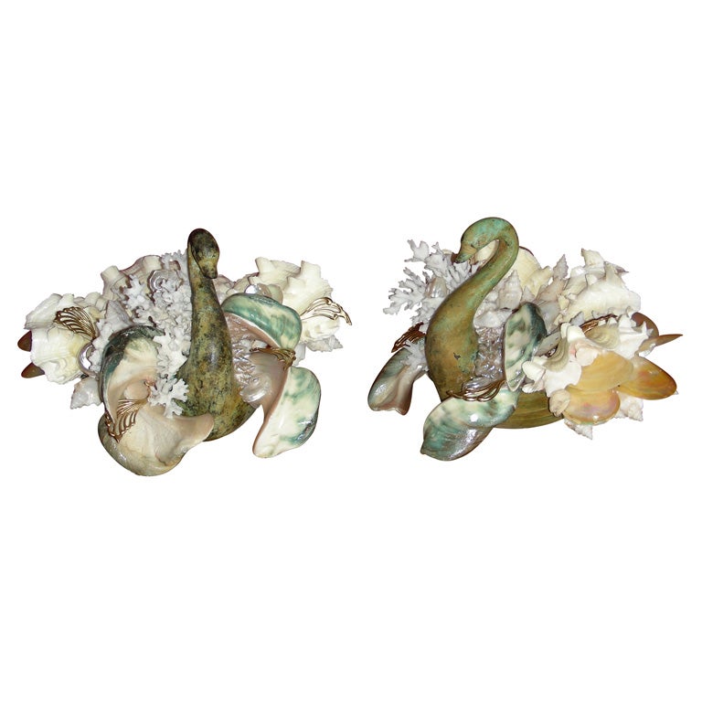 Two Swan-Shaped Candlesticks by Frédérique Lombard Morel For Sale