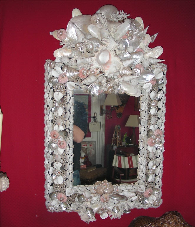 French 20th Century Mirror with Shell Frame by Frédérique Lombard Morel For Sale