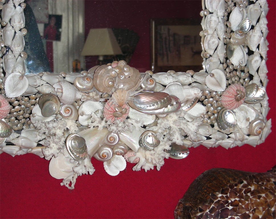 20th Century Mirror with Shell Frame by Frédérique Lombard Morel For Sale 1
