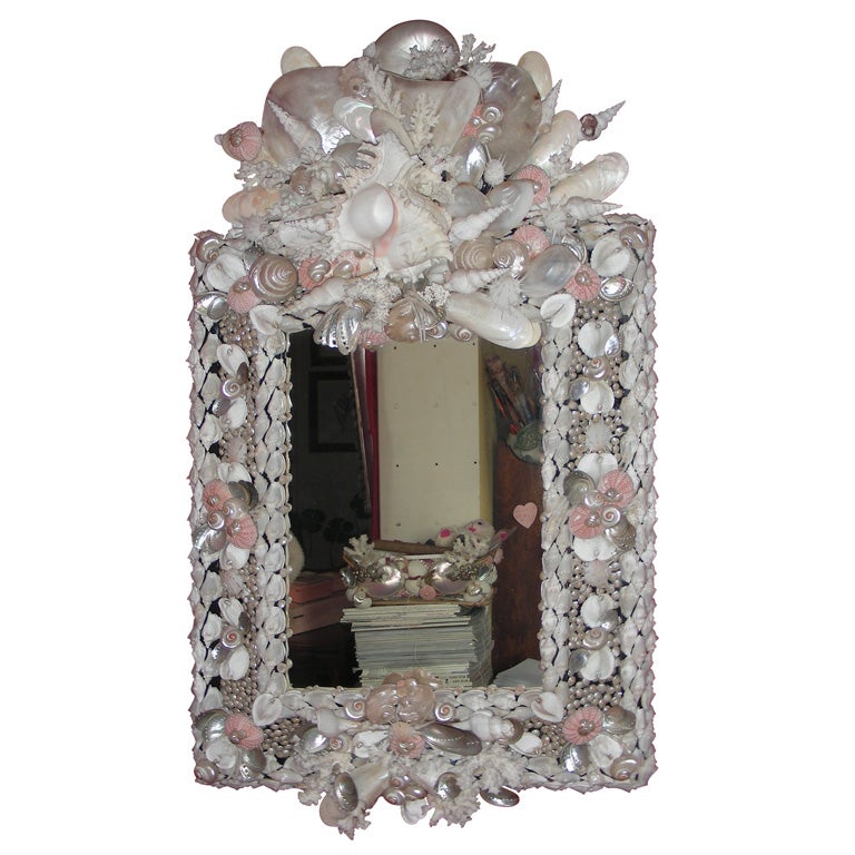 20th Century Mirror with Shell Frame by Frédérique Lombard Morel For Sale