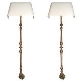 Iron Pole Sconces with Linen Shades
