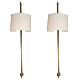 Brass Pole Sconces with Linen Shades