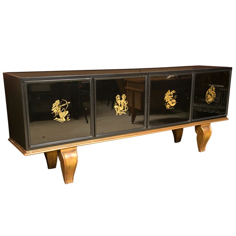 French Black Lacquer Buffet
