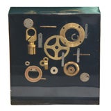Resin Sculpture Encasing Clock Parts, French 1960s