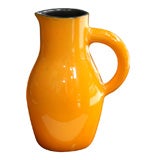 Retro Orange Ceramic Jug by Georges Jouve, French 1950s, signed.