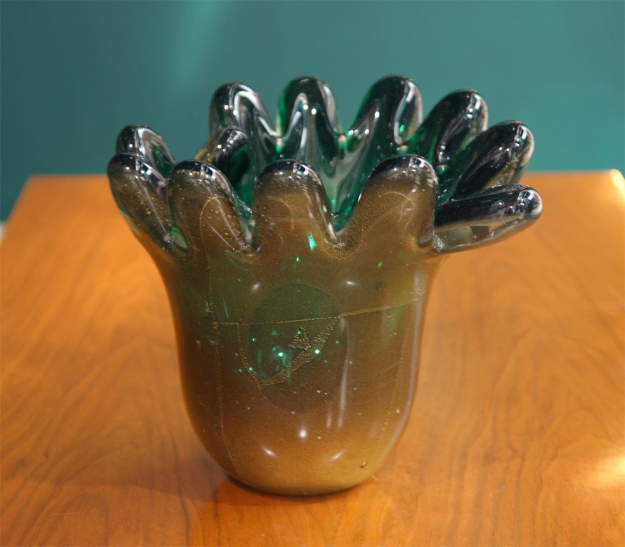 Glass vase with green interior by Archimede Seguso, Italian 1960.

8 1/2 