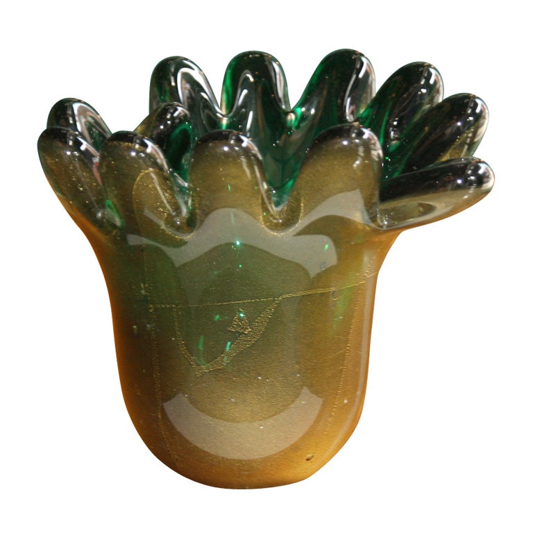 Glass Vase with Green Interior by Archimede Seguso, Italian 1960 For Sale