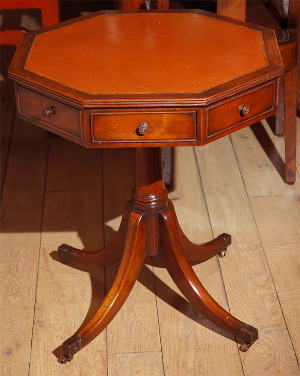 English Octagonal Table with Drawers in Walnut, Circa 1840