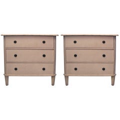 Pair of Gustavian Style Commodes in Fine Milk Paint Finish