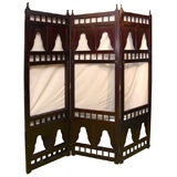 Vintage West Indian Three Panel Mahogany Folding Screen