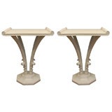 Vintage Pair of Painted Wood Gueridons by Jansen