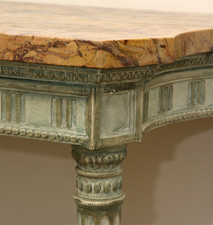 Wood Jansen Painted Console with Marble Top For Sale
