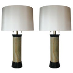 Pair of Architectural Onyx Table Lamps 1